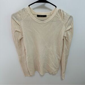 DELUC Crewneck cream sweater ruffled sleeves
